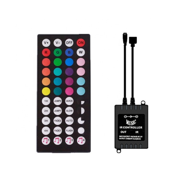 DC12V 44Keys 6A Wireless Music IR Remote Controller with Sound Sensor for RGB 3528/5050 LED Strip Lights