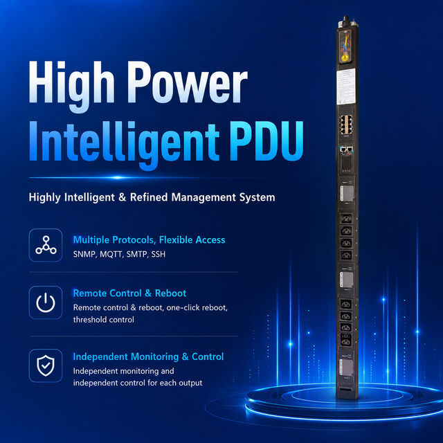 5U-12U Portable 19 Inch Network Cabinet Smart PDU Frame Server Rack PDU for Data Center Cabinet SNMP Master Slave PDU 24Ways Out