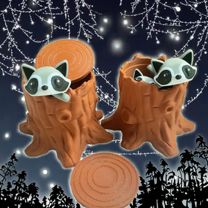 Lindo Mapache Divertido en un Tronco de Árbol, Modelo Impreso en 3D de PLA, Articulaciones Móviles, Decoración Creativa de Animales para Escritorio, Hecho en China, Original - Product Image 3