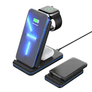 Trending Products 2022 New Arrivals Wireless 3 In 1 Charger Station For Iphone 12 Pro Max Oppo