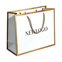 Sacs cadeaux en papier de luxe personnalisés avec impression de logo, sacs de shopping recyclables pour boutique, emballage blanc et noir pour bijoux et vêtements