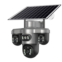Kamera PTZ Solar Tiga Lensa V380 6MP WiFi&4G, Pandangan 360°, Penglihatan Malam, Keamanan Dalam & Luar Ruangan, Fokus Tetap, Mikrofon Internal, H.265AI