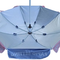 Parasol de plage manuel en polyester résistant, à double couche, avec doublure argentée, anti-UV, personnalisable, avec franges