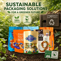 Eco Composteerbare Biologisch Afbreekbare Pla Recyclebare Embossing Ambachtelijke Kraftpapier Verpakking Custom Stand Zakje Voedsel Gedroogd Fruit Pet