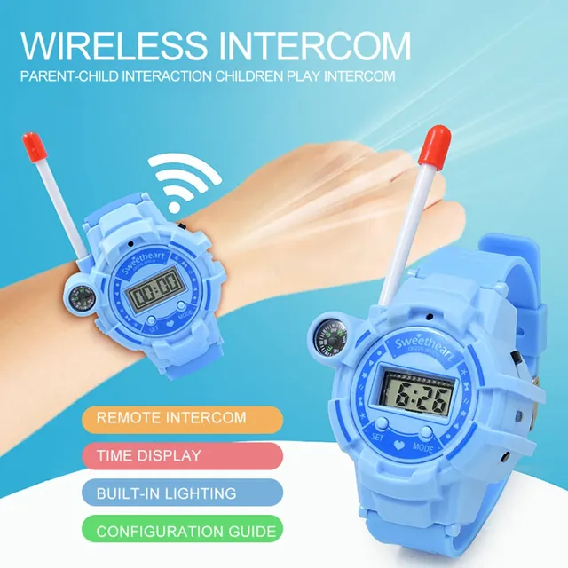 Electronic Walkie Talkie Watch Interactive Rechargeable 1.5-3KM Range 3W-5W Output Spying Gadgets Mini Toy for Ages 2-12