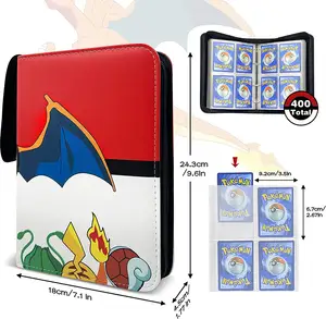 Direct Supplier Wholesale 4 Pockets Zippered Trading Card Binder For Pokemoned Cards