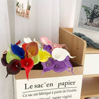 Mini fleur artificielle en PU Calla Lily faite à la main, réaliste, décoration d'intérieur, bouquet de mariage