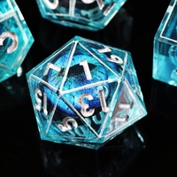 MINI PLANET – Ensemble de dés œil de dragon bleu, dés polyédriques en résine faits à la main avec bords tranchants pour jeux de rôle sur table (TRPG) Dungeons & Dragons (DND)