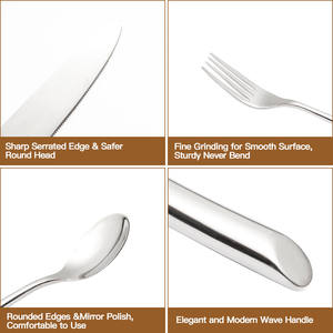 Ensemble de couverts de table, couverts en argent, couteaux, cuillères, fourchettes, acier inoxydable, ensemble de couverts en argent pour mariage, fête, anniversaire - Product Image 2