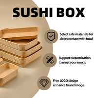 Emballage de sushi en papier kraft écologique jetable recyclable Doublure en PE imperméable Boîtes personnalisables Poignée Impression quadricolore