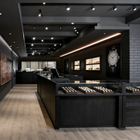 Lemari Display Ponsel & Jam Tangan Modern dari Baja Anti Karat & Kaca, Putar, dengan Lampu LED untuk Kios Periklanan Showroom