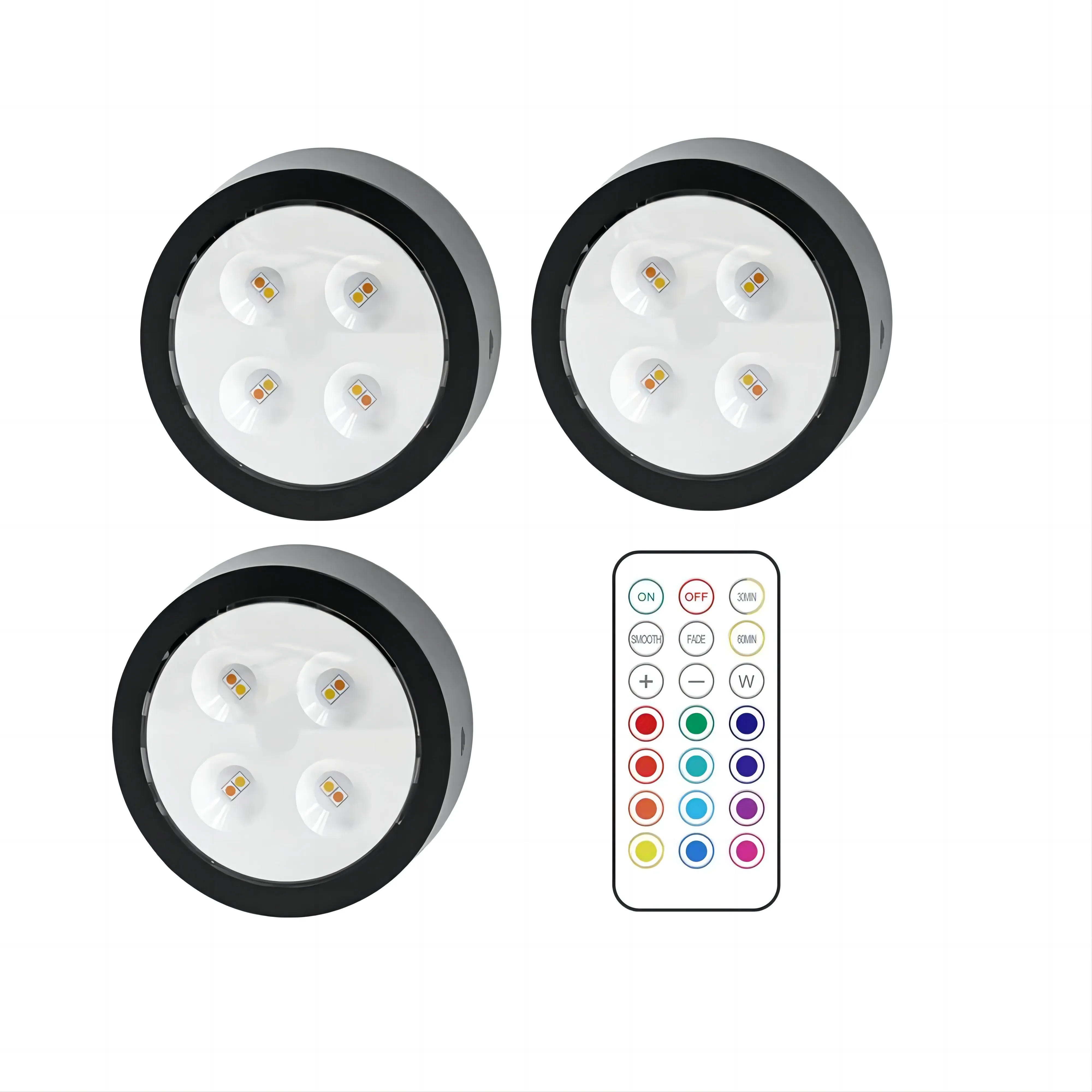 6 paket LED Puck ışıkları RGBW renk değiştirme 13 renk değiştirilebilir LED dolap ışığı dim, AA pil itin gece ışıkları çalıştırmak