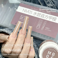 Moule à ongles double transparent avec marquages gradués, réutilisable, pour extensions d'ongles, livraison rapide, vente en gros pour salons de manucure et DIY