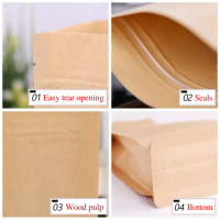 Pochette d'emballage de thé biodégradable Sacs d'emballage de thé aux herbes imprimées Pochette de collation écologique Sac kraft avec fenêtre transparente