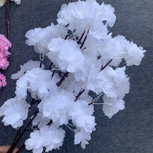O-314 ของตกแต่งงานแต่งงาน กิ่งดอกไม้ประดิษฐ์สีขาว 5 กิ่ง ช่อหนา สำหรับตกแต่ง<span class=keywords><strong>ต้น</strong></span>ซากุระ - Product Image 3