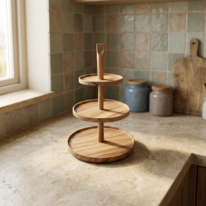 BS INTERNATIONAL Super Artisan's High Quality Eco-Friendly Wooden 3-Level Dishwasher Safe 3-Piece Cupcake Stand Cake Tools - Product Image 1