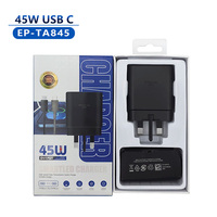 Chargeur rapide OTP ignifuge PPS 45W EP-TA845 pour ordinateur portable avec câble USB-C 5A et prise UK