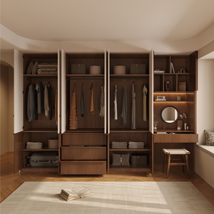 Armoire en <span class=keywords><strong>bois</strong></span> de style rétro luxueux avec coiffeuse, <span class=keywords><strong>portes</strong></span> en <span class=keywords><strong>bois</strong></span> massif pour chambres à coucher, meubles de chambre à coucher, appartement - Product Image 2