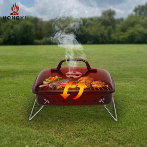 เตาบาร์บีคิวถ่านขนาดเล็กพกพา Hongyi สำหรับตั้งแคมป์ปิกนิกกลางแจ้ง สำหรับ 1-2 คน แบบมัลติฟังก์ชั่น ป้องกันควันและลม - Product Image 2