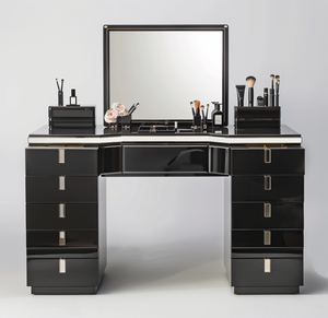 Table de maquillage blanche simple avec miroir LED intégré et plateau de rangement - Product Image 3