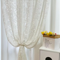 Cortinas Voile Blancas con Diseño Floral en Relieve 3D, Estilo Vintage, Directo de Fábrica, Jacquard Francés, Filtrado de Luz