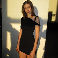 Robe Courte Moulante Vintage Décontractée Sexy à Manches Courtes avec Nœud Torsadé et Ceinture Taille Empire pour l'Été et l'Automne – Vente en Gros
