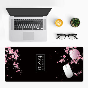 Tapis de souris de jeu imperméable noir à motif floral, base en caoutchouc antidérapante, grand tapis de souris avec bords cousus - Product Image 3