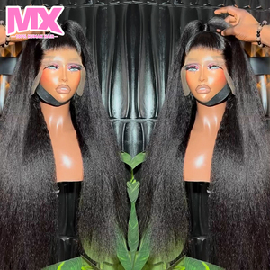Peluca de Cabello Humano ManXu Kinky Straight 4C, Rizado Afro, con Pelo de Bebé, <span class=keywords><strong>Yaki</strong></span> Straight, Peluca Frontal de Encaje HD 13x4, Encaje Transparente - Product Image 2