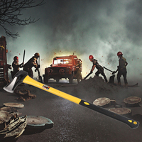 Hache à feu forgée en acier à haute teneur en carbone, hache à fendre avec manche en plastique PP de 90 cm pour couper le bois et la lutte contre l'incendie