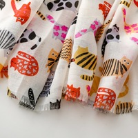 Automne coton châles écharpe Vintage longue musulmane Hijab écharpe avec glands Viscose Animal chat imprimé nouveau foulard pour les femmes