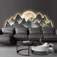 Peinture décorative murale pour salon, style moderne, luxe léger, peinture murale suspendue, murales lumineuses LED