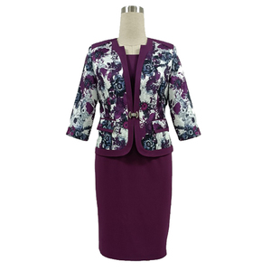 Fashion Women Dress Printed <b>Jacket</b> Coat Two Pieces Dress Suit - Product Image 3