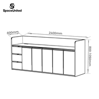 Mueble de Oficina SpaceUnited, Estación de Café, Aparador Moderno con Chapa de Madera y Cajones para Sala de Descanso