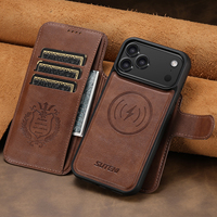Étui de téléphone SUTENI pour iPhone 18 Pro Max, coque magnétique avec recharge sans fil, support de carte, portefeuille, simili cuir, 17 16 Plus