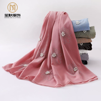 2026 Foulard en mousseline de soie perlée à fleur unique, orné de strass, style Moyen-Orient Afrique, Turban Hijab Banada