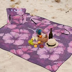 60X80in Washable Extra <b>Large</b> Hawaii Hibiscus Outdoor Blanket Waterproof Foldable Camping <b>Mat</b> Blankets Picnic Bag for Beach - Product Image 6