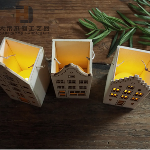 Mini casa de madera de Navidad Natural, artesanía, decoración cortada con láser con luz Led, Mini Casa de viviendas de Amsterdam para decoración de Navidad - Product Image 5