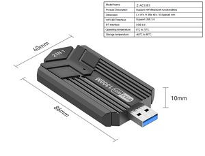 Adaptador WiFi de 1300Mbps, USB 3,0, banda Dual, 5GHz/2,4GHz, adaptador de red inalámbrico, 2 antenas, <span class=keywords><strong>Dongle</strong></span> Wi-Fi para Windows y Mac OS - Product Image 6