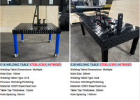 Table de soudage 3D modulaire professionnelle D16 2400 x 1200 avec surface nitrurée avancée et système de trous diagonaux sur les plaques latérales