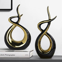 Accessoires de décoration intérieure de style contemporain, uniques et luxueux, personnalisables, ornements en céramique émaillée plaquée or noir pour la maison