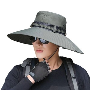 Outdoor Wide Brim Bucket <b>Hat</b> For Men Breathable Sun Protection Hiking Fishing <b>Hat</b> <b>Summer</b> Quick Dry Navy Blue Adult Sports Cap - Product Image 5