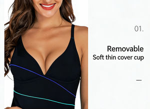 Maillot de bain 2026 imprimé uni, décolleté plongeant, <span class=keywords><strong>micro</strong></span>-soutien-gorge, respirant, séchage rapide, polyester/nylon - Product Image 5