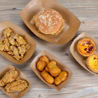 Barquette à frites 100 pouces, meilleur prix, papier kraft pour hot-dogs, papier alimentaire, papier artisanal, forme de bateau, jetable, restaurant, revêtement UV accepté