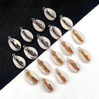 Pendentifs breloques populaires JF8486 en coquillages naturels plaqués or, pendentifs breloques en coquillages de mer, bijoux de plage