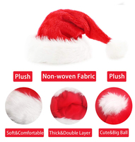 Fournitures de Noël : Chapeau de Père Noël en peluche décoré, doublure en maille de coton PP, lavable, anti-stress