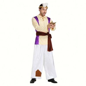 ชุดปาร์ตี้เทศกาลฮาโลวีนชุดอลาดินอินเดียสำหรับผู้ใหญ่เจ้าชายอาราบาเนียนการเล่นบทบาทพร้อมกางเกงและส่วนประกอบบน - Product Image 3