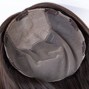Topper en dentelle complète 10x10 po avec base en soie 4x4 po, cheveux vierges bruts 18 po, densité 130 %, lisses et soyeux, pour femmes chauves aux cheveux fins, en stock - Product Image 5