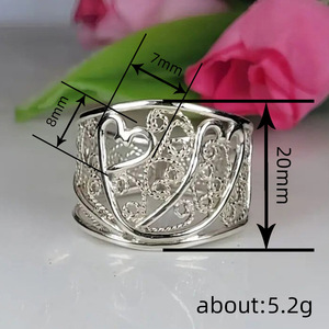 Anillos Anchos de Latón con Diseño Geométrico Tejido y Hueco, Estilo Contratado, Joyería para Mujer/Hombre, Color Plateado, para Fiestas - Product Image 6