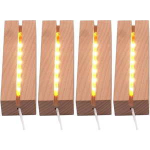 Đế đèn ngủ <span class=keywords><strong>LED</strong></span> hình chữ nhật bằng gỗ, đèn acrylic 3D phát sáng, công tắc USB, bán chạy năm 2025 - Product Image 2