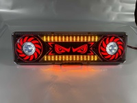 ENSAITE DH-117 Neuf 24V Feu arrière LED multicolore à contour, avec lentille transparente, pour camion et voiture, fonctions de frein, de recul et de clignotant dynamique, motif œil de lion